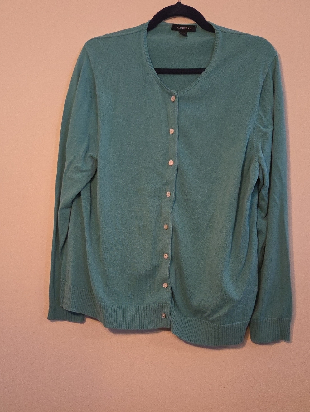Lands' End Teal Green Button-Front Women's Cardigan